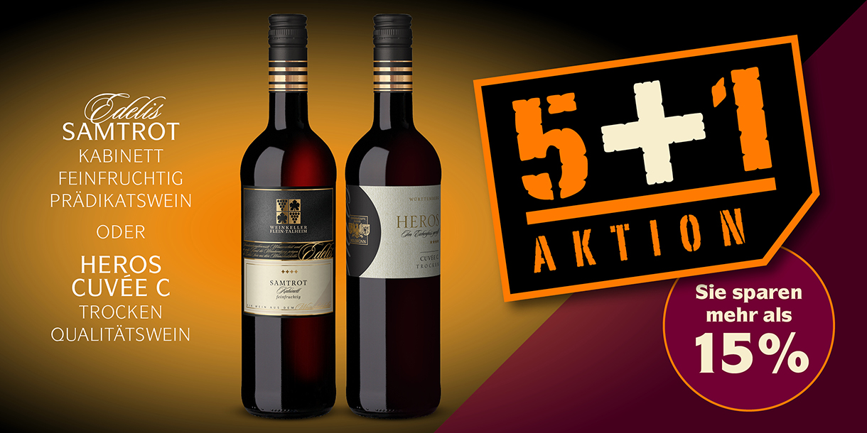 5+1 Aktion: Samtrot Kabinett feinfruchtig und Heros Cuveé C